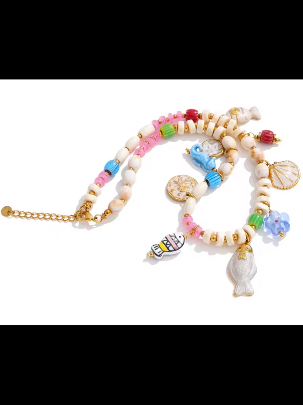 Colorful Beach Charm  Beaded Necklace - Picture 10 of 11